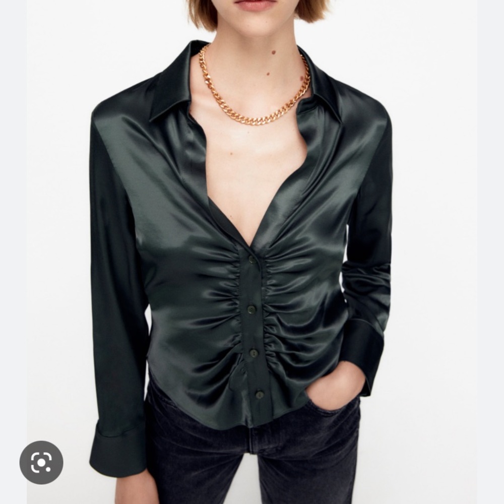 Zara pleated satin effect shirt size large